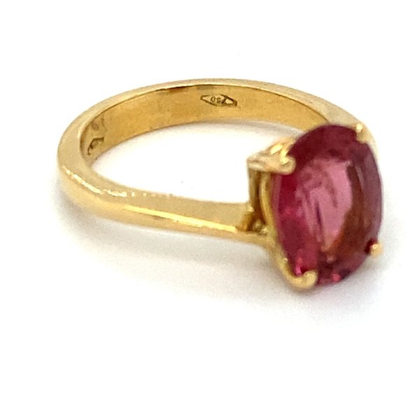 Rubellite 2.72ct Solid 18K Yellow Gold Ring - Picture 3 of 7